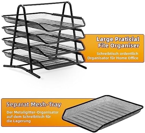 AGPTEK 4 laden brievenbakje, organizer, metalen mesh