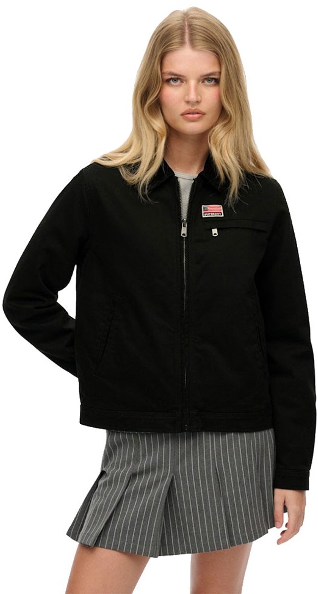Superdry Cord Collar Quilt Ranch Jas L Vrouw Zwart
