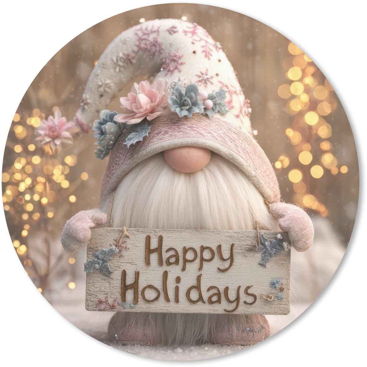 Muismat rond 50x50 cm - Mousepad Kerst - Gnome - Bord - Kleurrijk - Ronde muismatten