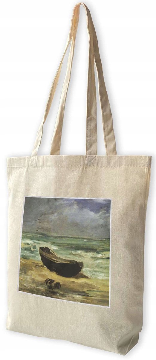 Shopper Tas met "Marée montante" Opdruk - Canvas, 38x41cm
