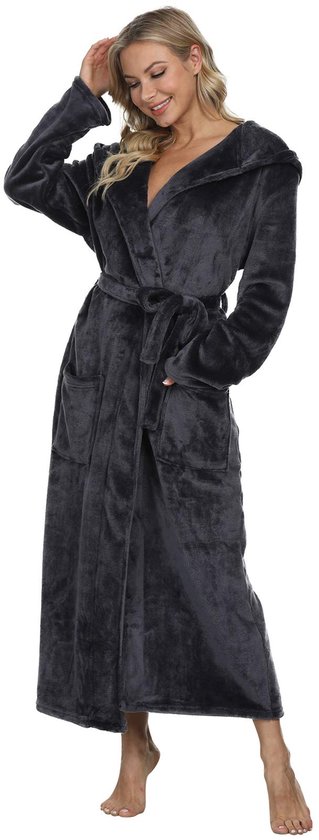 CityComfort damesbadjas, zachte pluche badjas voor vrouwen, voor thuis, om te loungen - paars - M CityComfort damesbadjas, zachte pluche badjas voor vrouwen, voor thuis, om te loungen - paars - M