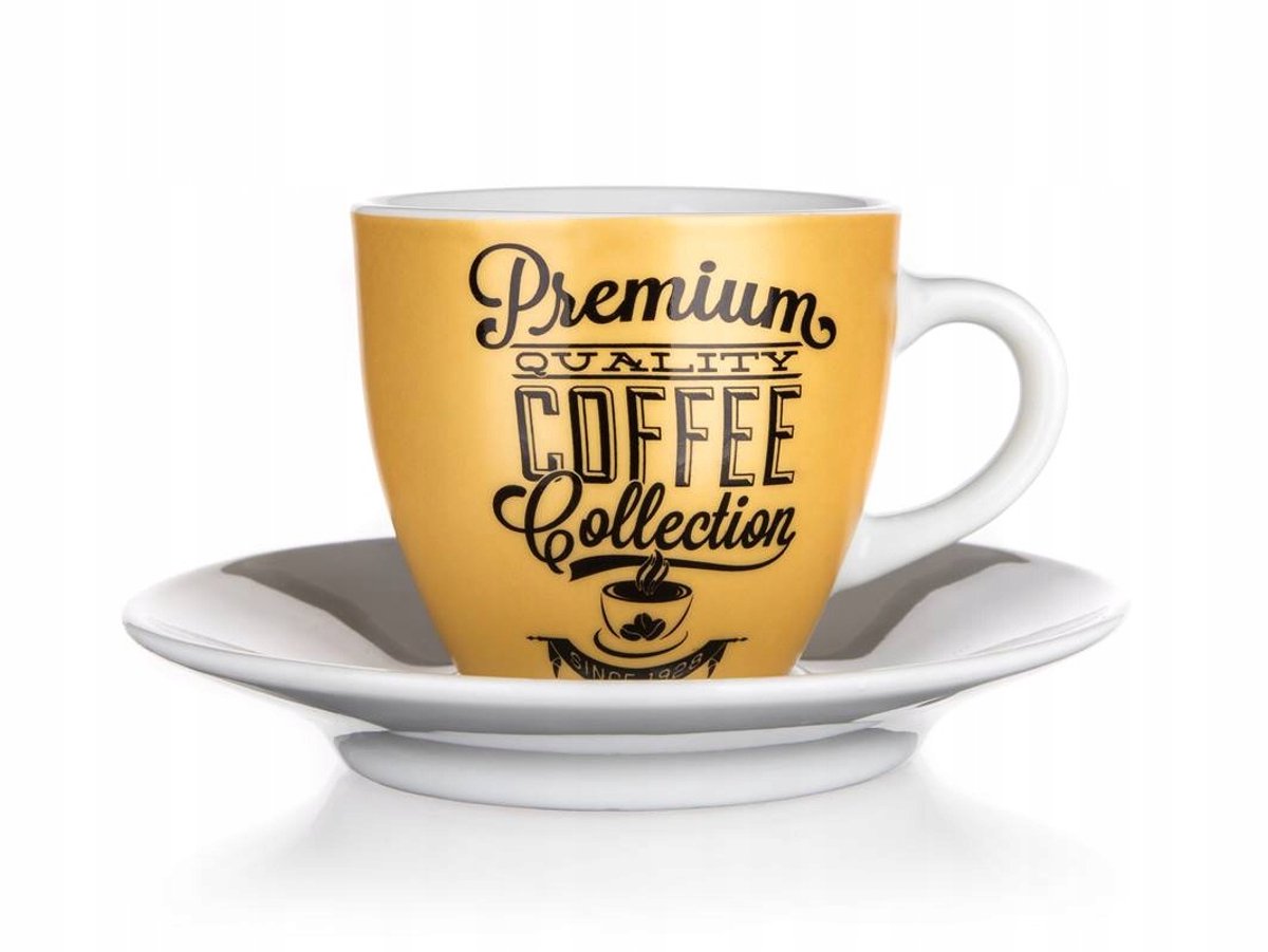 Espresso Kopjes Set - 2x 90ml, Wit met Geel