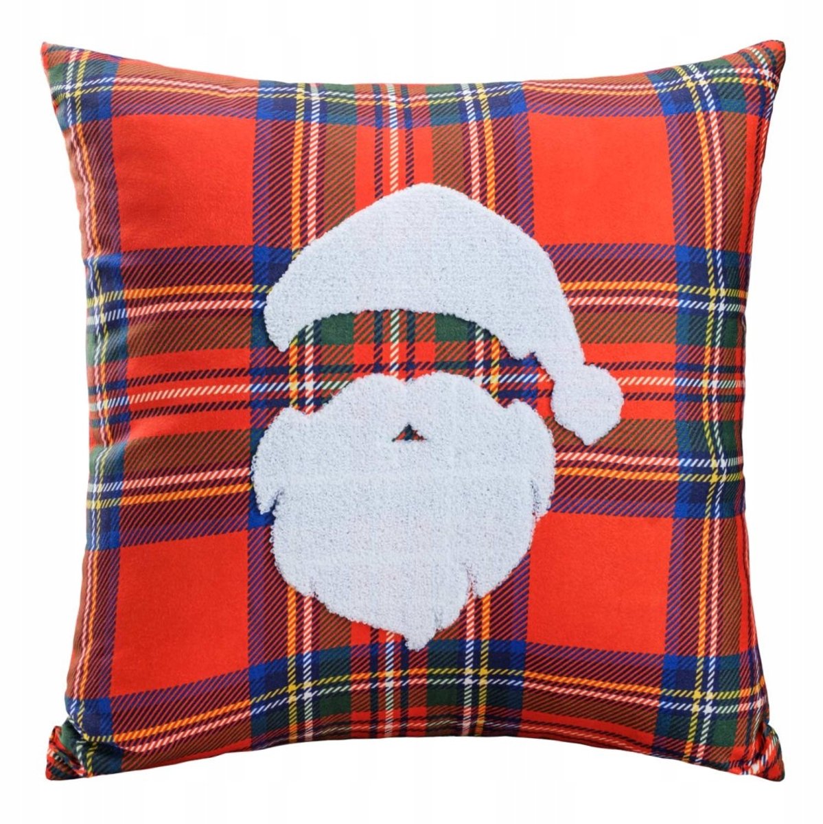 Kerst Kussenhoes 45x45cm Fluweel bord Rood/Wit