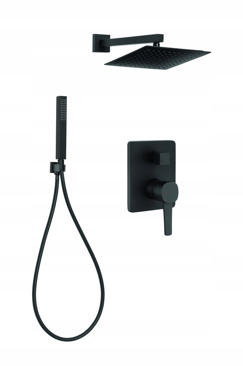 Invena Glamour Doucheset Inbouw Zwart met Rainshower