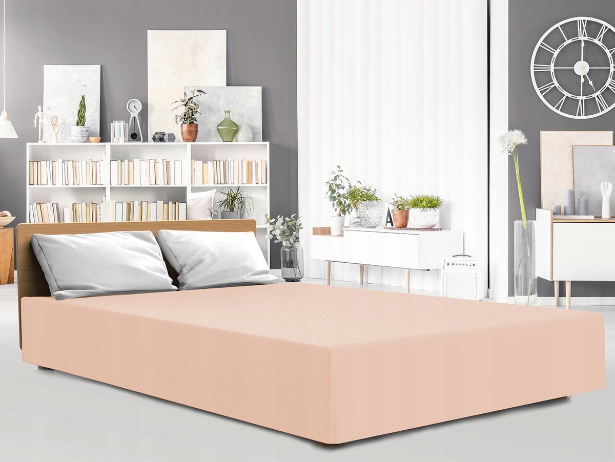 Hoeslaken Jersey Elastan Roze 200x220x25cm met Elastiek