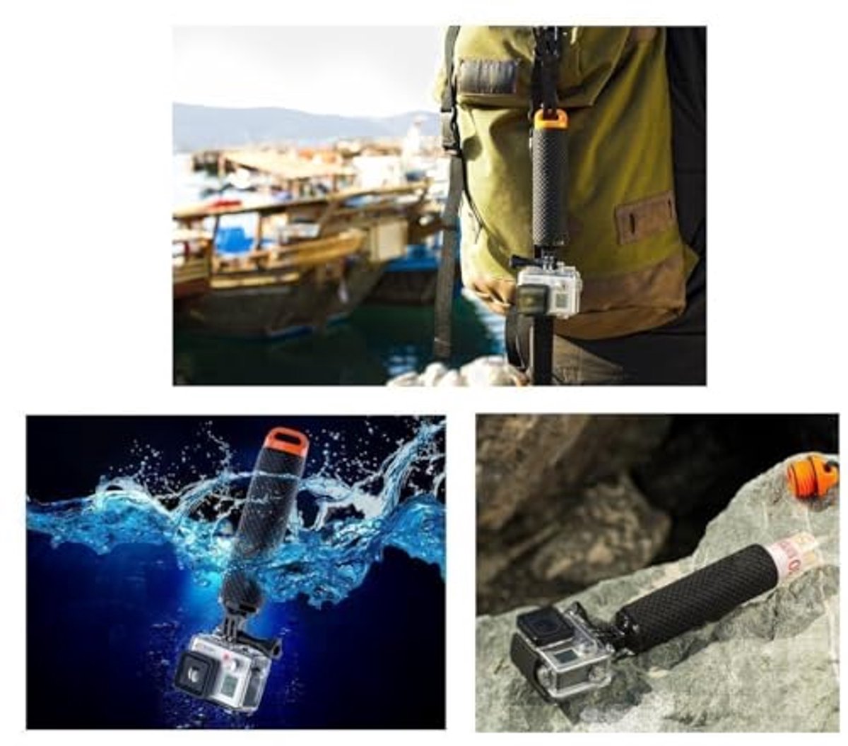 Drijvende handgreep voor actiecamera's - waterdicht, antislip, duikstok, selfiestick