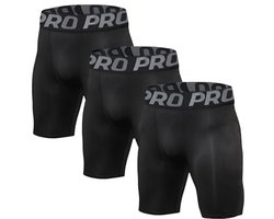 Compressie Shorts Heren - 3-Pack Sport Ondergoed voor Actieve Training