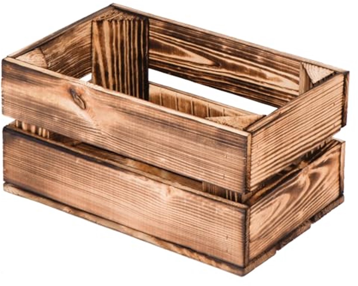 Vintage Houten Kratten - Decoratieve Opbergoplossingen voor Wijn, Groenten en Fruit | M - 30 x 20 x 15 cm