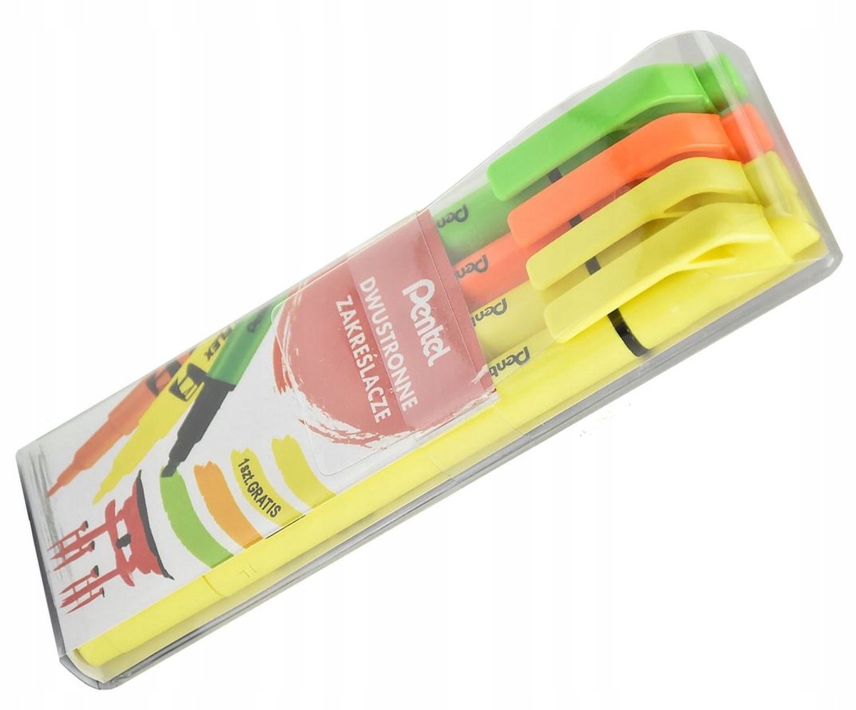 Pentel SLW11 dubbelzijdige markeerstiftenset, 4-delig