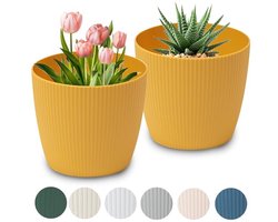 Grote Decoratieve Plantenpotten - Set van 2 Stuks - Kunststof Bloempotten met een Doorsnede van 26 cm