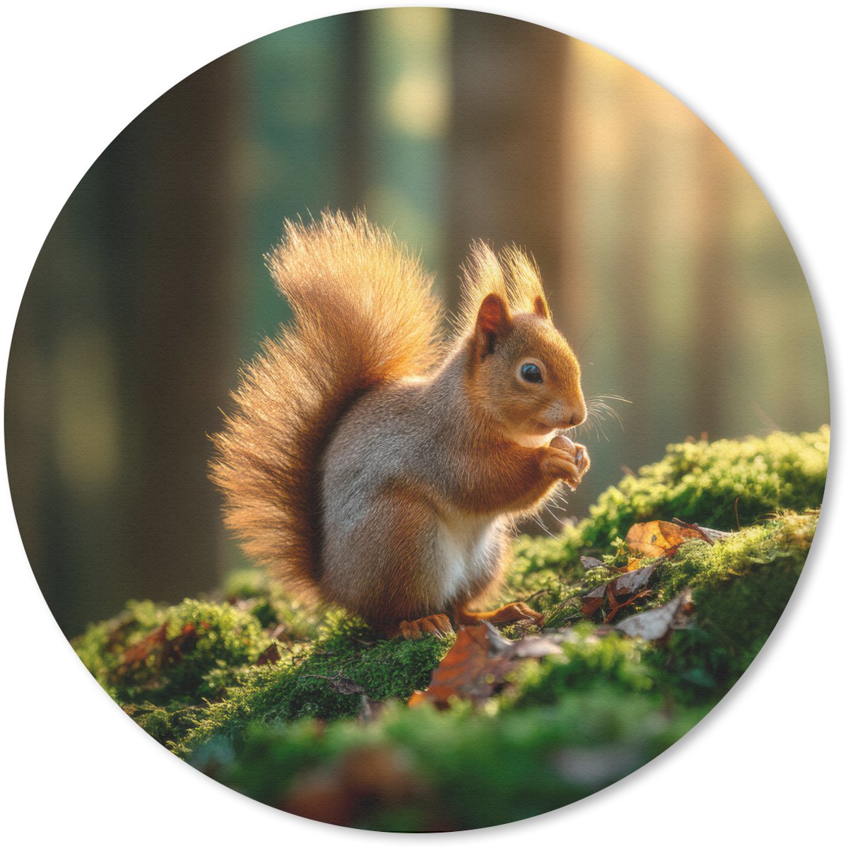 Muismat rond 40x40 cm - Mousepad Eekhoorn - Nootje - Gras - Ronde muismatten