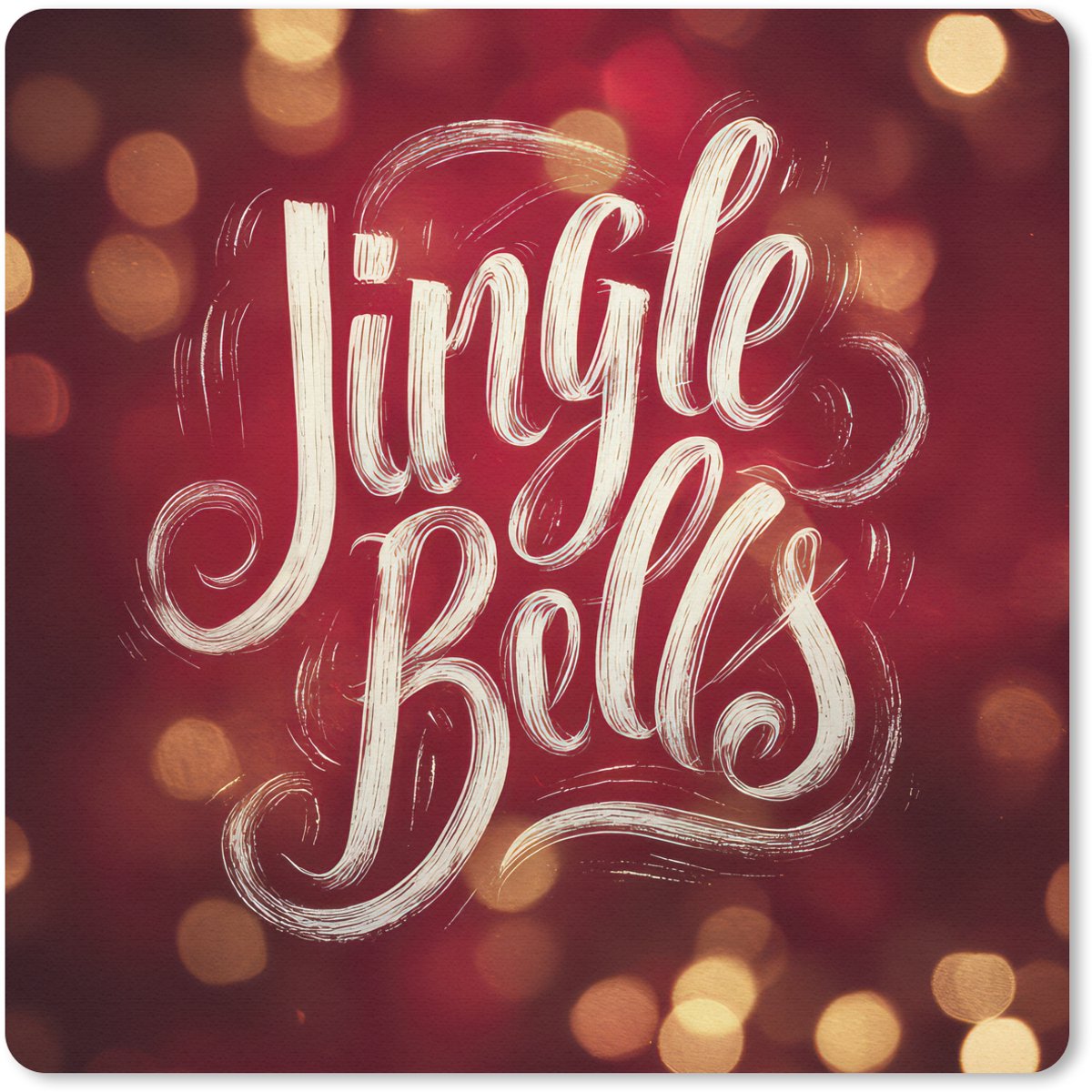 Muismat 20x20 cm - Mousepad Jingle - Bells - Kerst - Rood - Muismatten