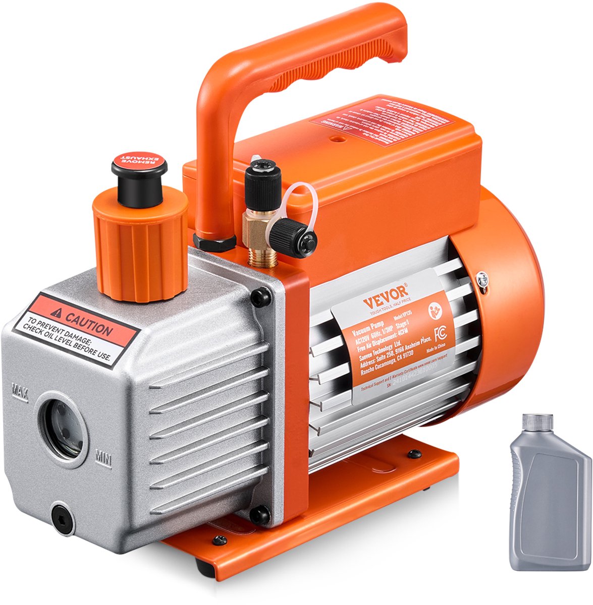 VEVOR Vacuümpomp 4 CFM HVAC 1-traps draaischuifvacuümpomp Vacuümpomp