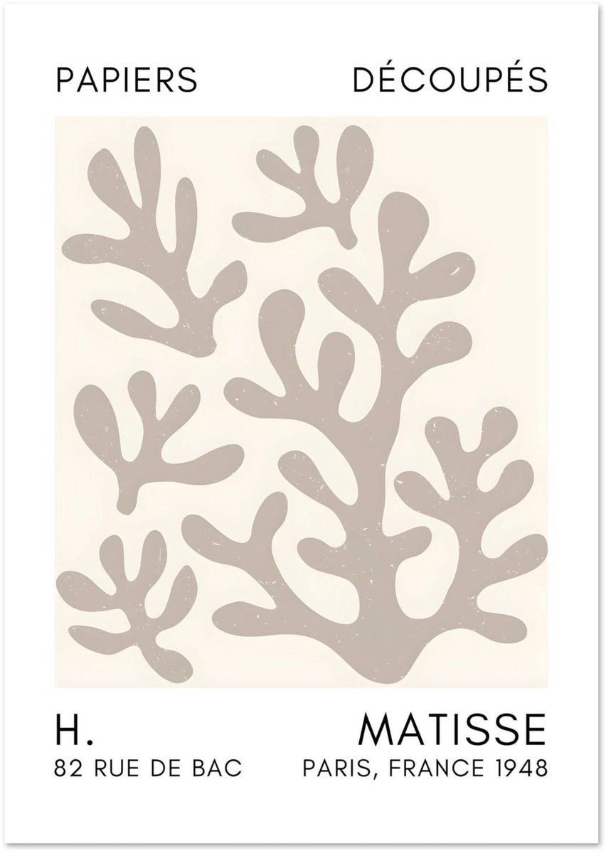 Poster Matisse – Coral shadows grey A4 21x29.7 cm - exclusief lijst