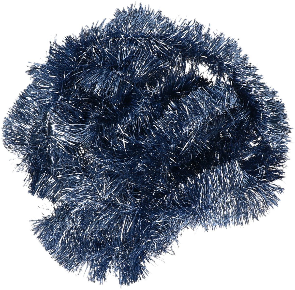 Donkerblauwe kerstslinger met glanzend lametta - 270 cm - Decoris