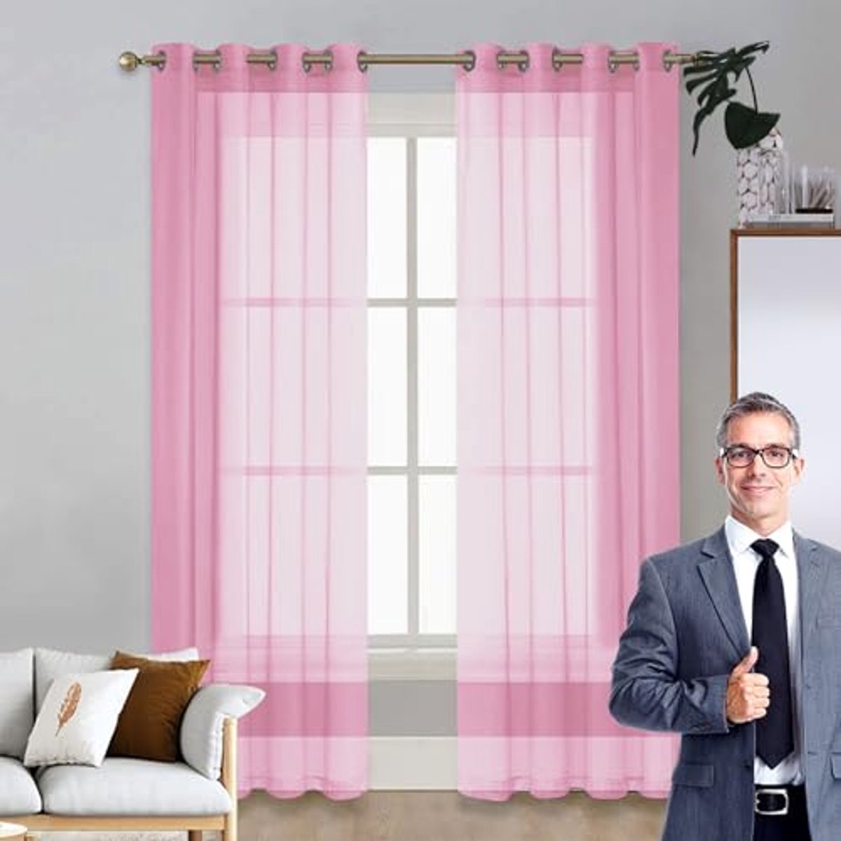 Blackout Curtains 125 x 95 cm in Many Colors and Sizes, No Drilling Door Curtain or Window Curtain for Bedroom and Living Room, Pink