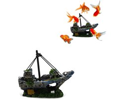 Aquarium decoraties - Visserijschip Wrak Decoratie, Kunstmatig Schip Ornament voor Aquarium Landschap