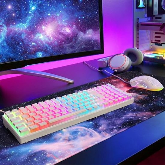 Yimomoyi Muismat Galaxy Nebula, 800 x 300 x 3 mm, antislip, grote gaming-muismat met genaaide randen, XXL-muismat voor gamers, pc en laptop (B) — afbeelding 4