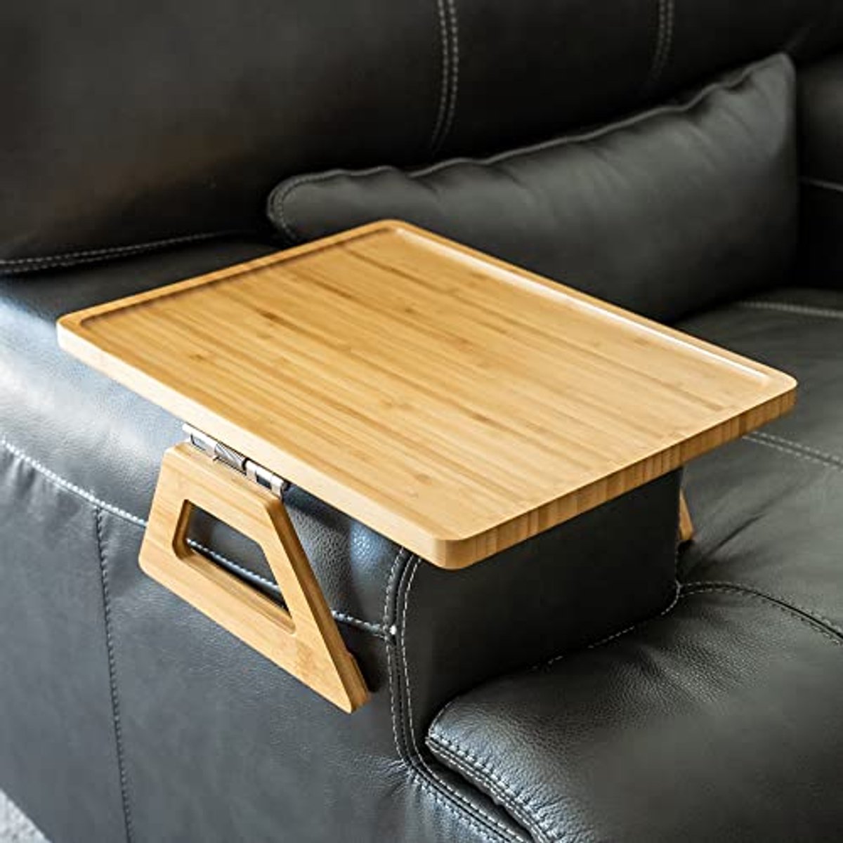 Bamboe dienblad bank armtafel - clip-on lade voor kleine ruimtes