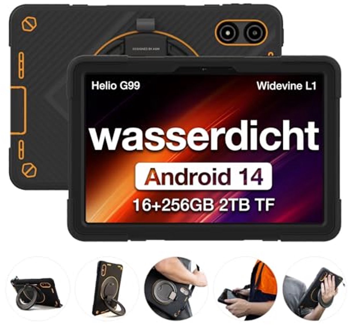 Actieve Outdoor Tablet met Android 14, 11 Inch FHD Display, Dual SIM, 256 GB, Water- en Schokbestendig