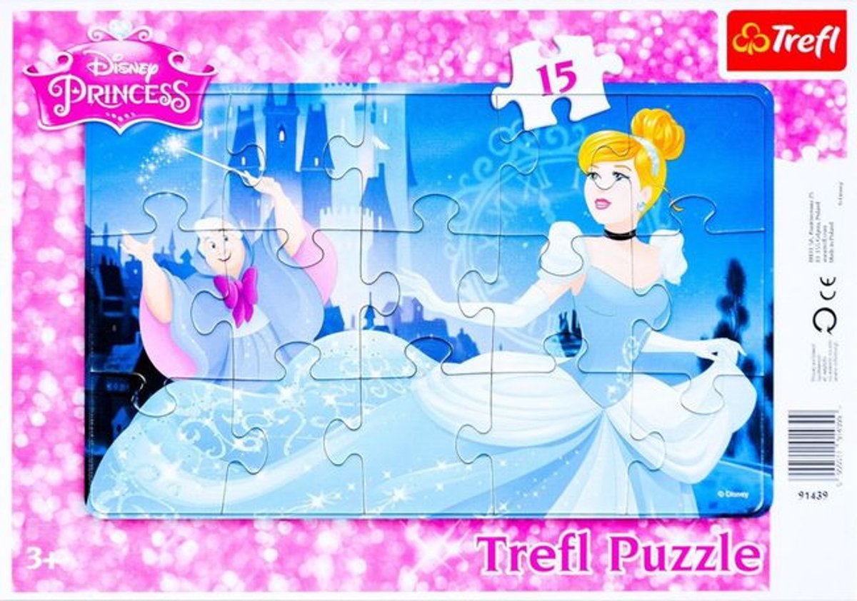 Trefl puzzel 15-delige Disney Assepoester met frame