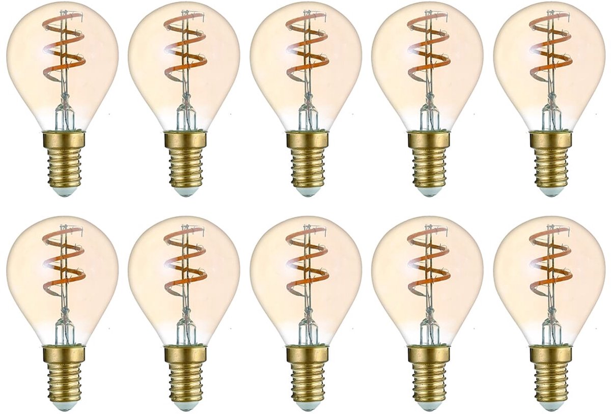 Avide E14 LED Filament Lamp 3W - 180lm - 2700K - Extra Warm Wit - LED Mini Globe P45 - Vervangt 20W Gloeilamp - 10 stuks