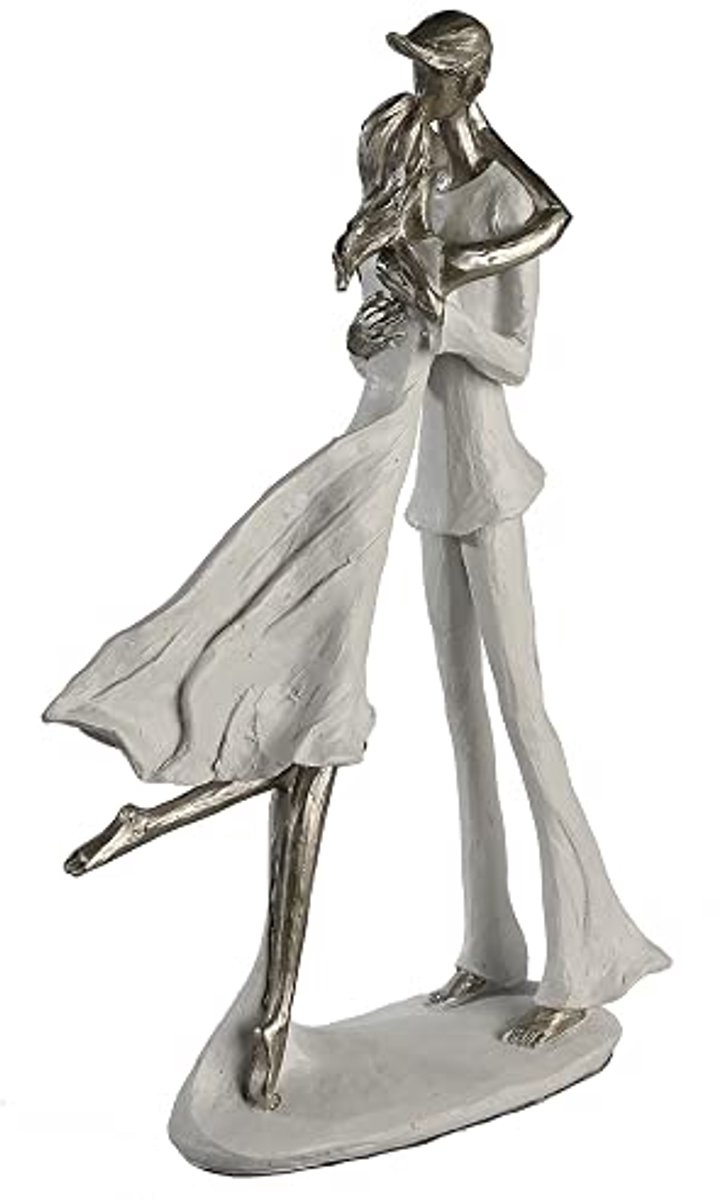 Sculptuur figuur Hold Me - Polywit-Zilver - H 32 cm