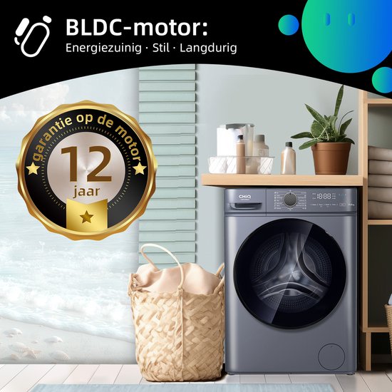 CHiQ CW07123863AX - Wasmachine - 7 KG - Space Pro - 16 programma's - AI Smart - Stoomwassen & Quick Wash - 12 jaar garantie op motor - Energieklasse A - 2025 Nieuw