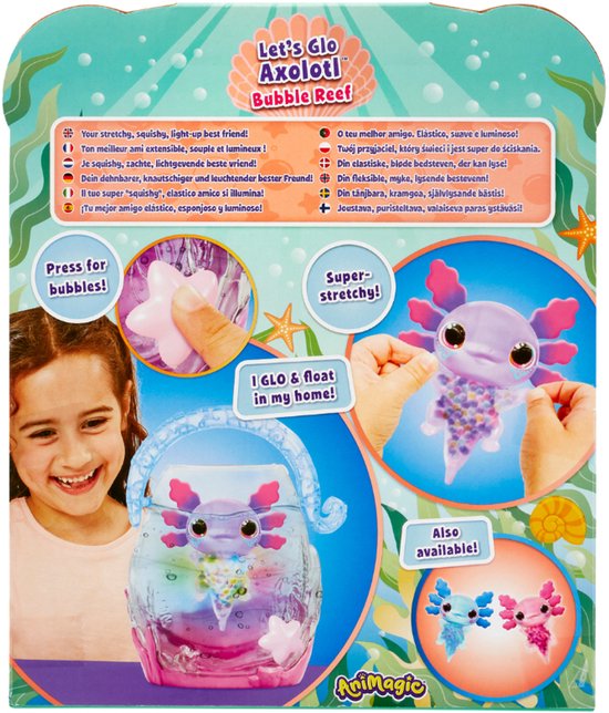Bubble Reef Pink Animagic Aquarium Axolotl - Aquarium Lumineux Interactif Pour Enfant Avec Axolotl Violet - Jouet Sensoriel Dès 4 Ans