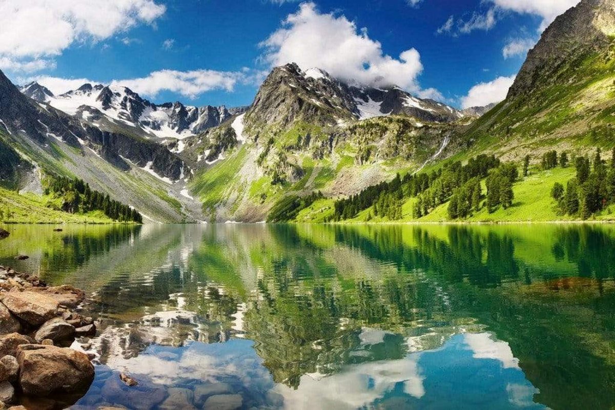 Fotobehang - Lake 375x250cm - Vliesbehang