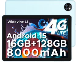 DOOGEE T10W - Tablet - 9GB RAM + 128GB ROM (2TB/TF) - 10,1 Inth TUV low blue light - 8000mAh - Android 15 - Dubbele luidsprekers - Face ID - Blauw