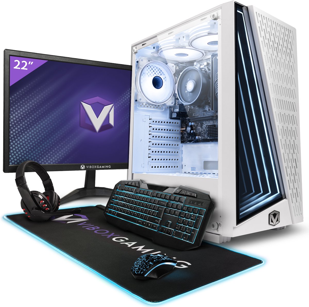 Vibox I-8 Game PC - 22" Scherm Pakket - Quad-Core AMD Ryzen 3200G Processor 4GHz - Radeon Vega 8 Grafische kaart - 16GB RAM - 1TB SSD - Windows 11 - WiFi