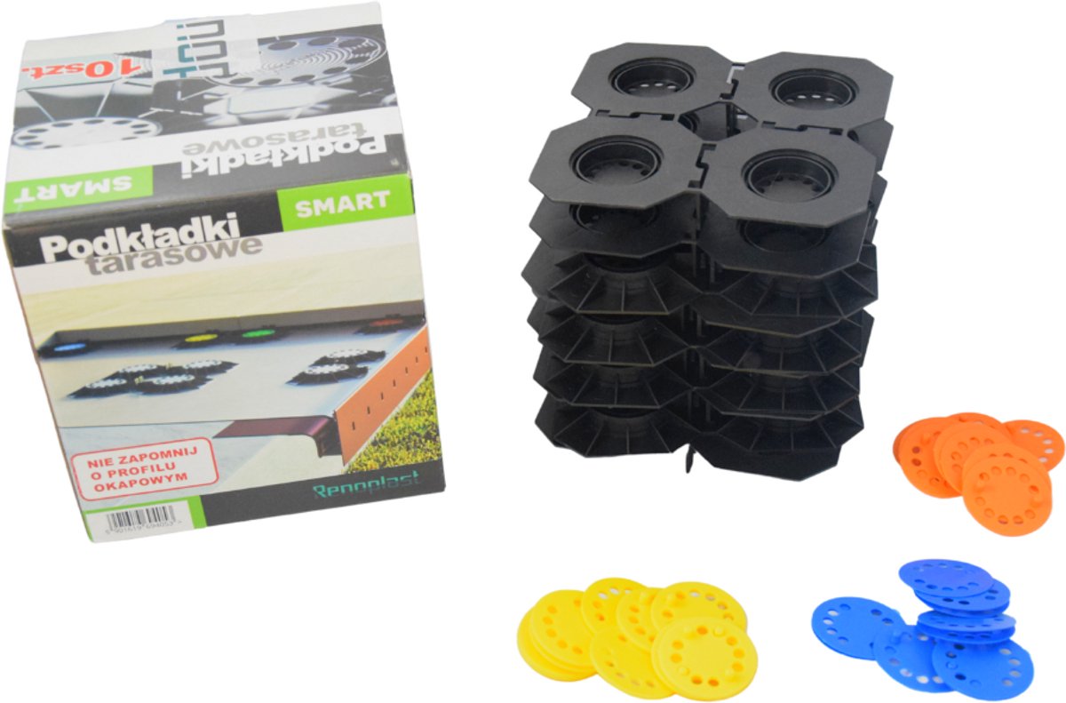 Renoplast® SMART Set Stelzlager in hoogte verstelbaar Terrasconsole Terrasbevestiging Terrasplaten Terrassteunen verstelbaar Onderconstructie Terraspad | Hoogte 12 mm Voegmortel 2 mm | 50 m²