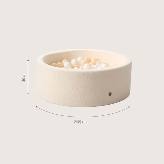 Petite Amélie Ballenbak Rond - 90x30 cm- Ballenbad incl. 200 ballen - Off-white Teddy — afbeelding 5