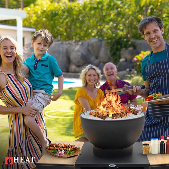 HEAT Outdoor Living Buitenkeuken Kjok Zwart - Barbecue met Opslag - Mobiele Buitenkeuken - Barbecue Plancha - Grillen - Staal - Incl. Snijplank - Sfeervolle Avonden met Vrienden en Familie - 122x60x93 cm van HEAT Outdoor Living — afbeelding 3