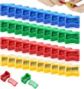 Taille-crayons en plastique coloré - 48 pièces - Taille-crayon manuel pour enfants avec capuchon - Mini taille-crayon portable avec couvercle (couleur aléatoire)