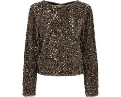 Only T-shirt Onlconfidence L/s Sequin Bow Top Jr 15360166 Mounttain Trail/mountain T Dames Maat - M