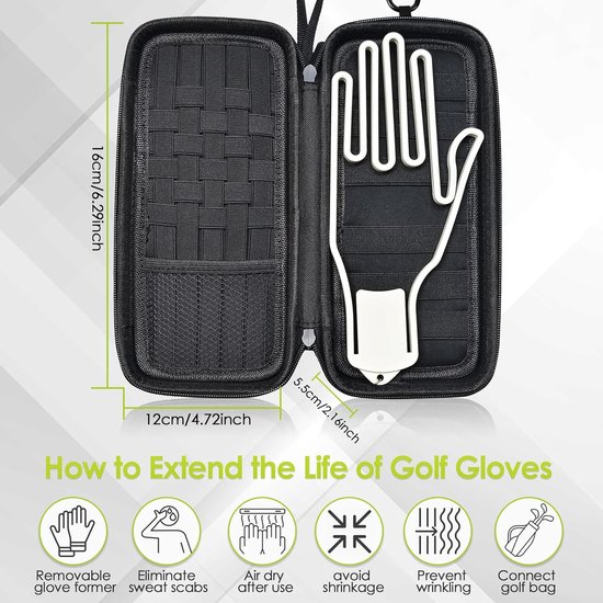 Golfhandschoenenhouder, opbergdoos voor golftassen, harde beschermdoos met handschoenvormer, vakken voor golfaccessoires en persoonlijke spullen, multifunctionele opbergtas voor golf, golfcadeaus voor mannen en vrouwen van Noah Golf — afbeelding 3