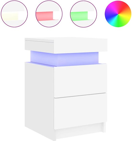 Nachtkastjes met LED 2 st 35x39x55 cm bruin eikenkleur
