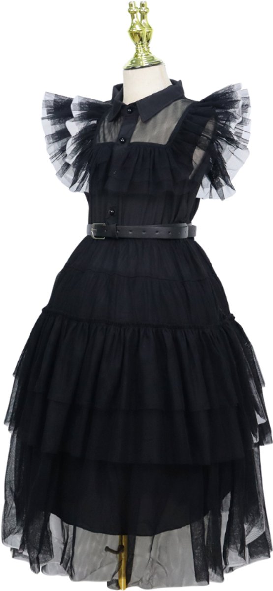 Joya Kids® Gotische Jurk Kind | Halloween Verkleedjurk Meisje | Zwarte Tule Jurk met Riem | Gothic Verkleedkleding Kind | Horror Films Kostuum | Family Kostuum | — afbeelding 10