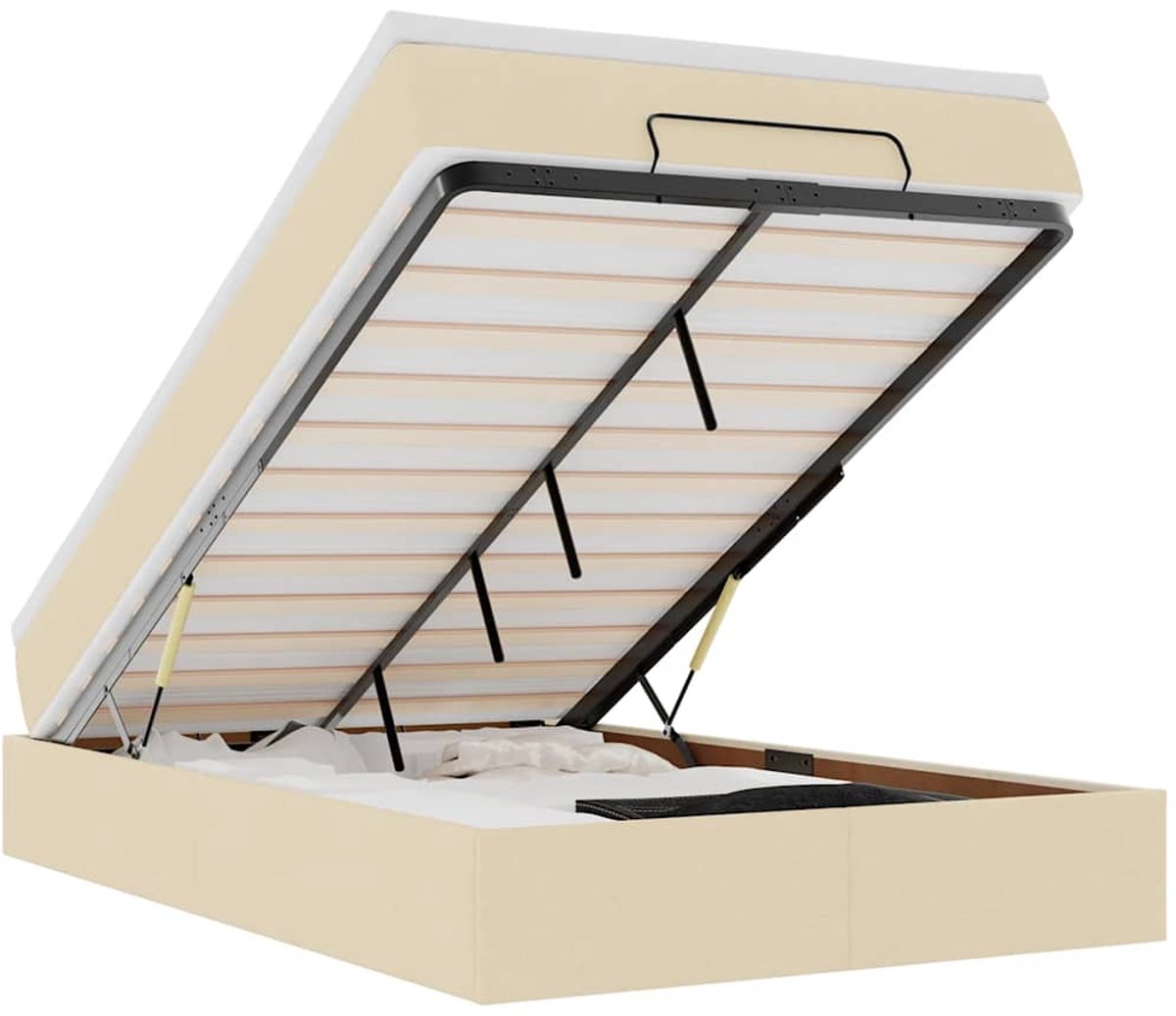 vidaXL - Ottoman - bed - met - matras - 120x200cm - stof - crèmekleurig