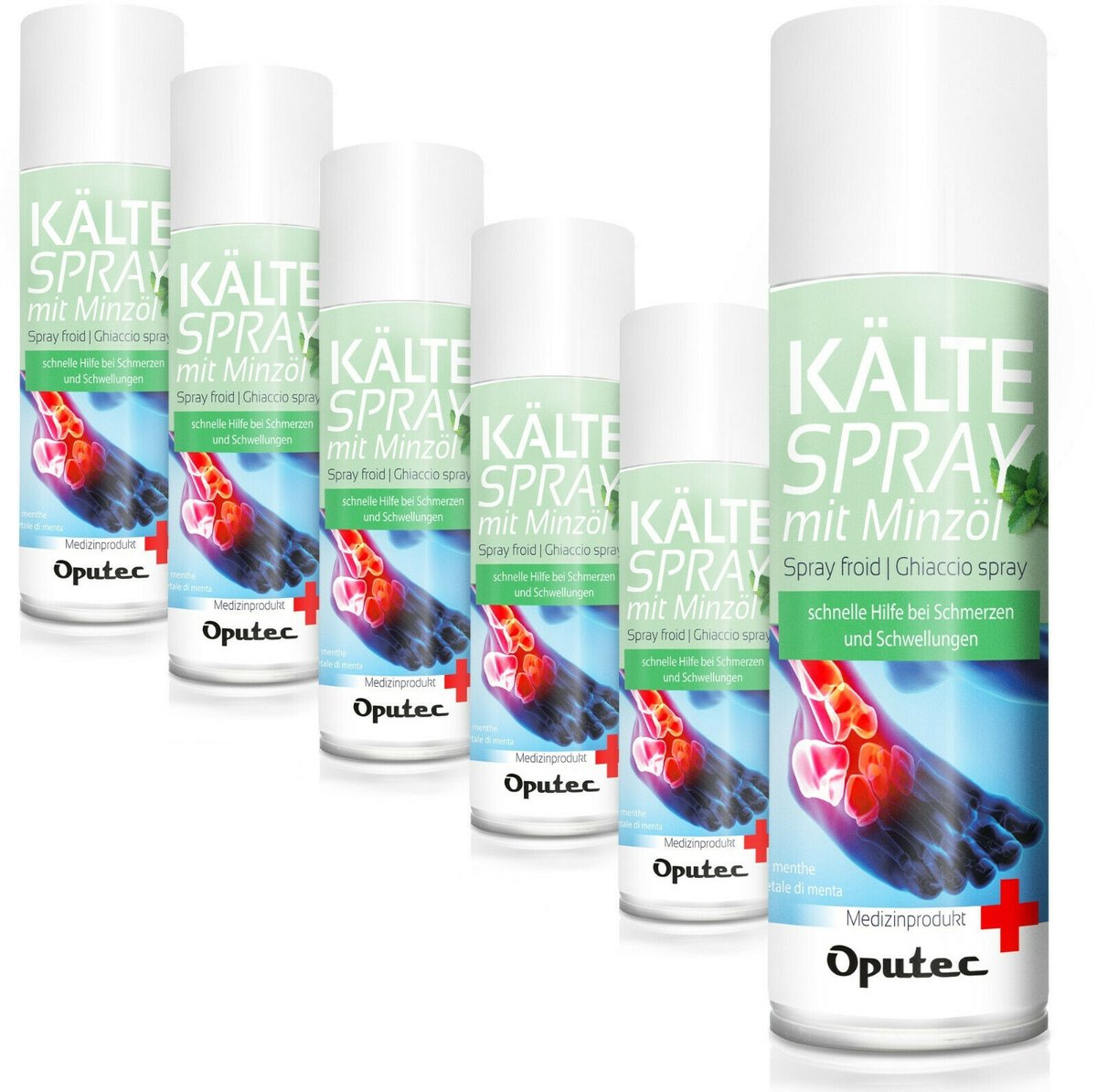 Oputec 6 x 400ml coldspray met mintolie – koelspray sportspray – medisch hulpmiddel – voor sportblessures