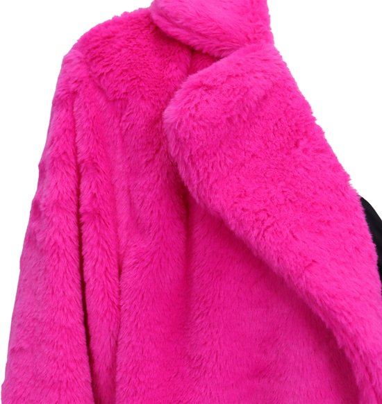 Manteau en fausse fourrure rose Joya Kids pour Adultes | Manteau de Bont pour femme | Mauvais manteau de fourrure de proxénète | Chaud et doublé | Avec Boutons-pressoirs et poches | Déguisements | Costume d'Halloween et de Carnaval | Taille L