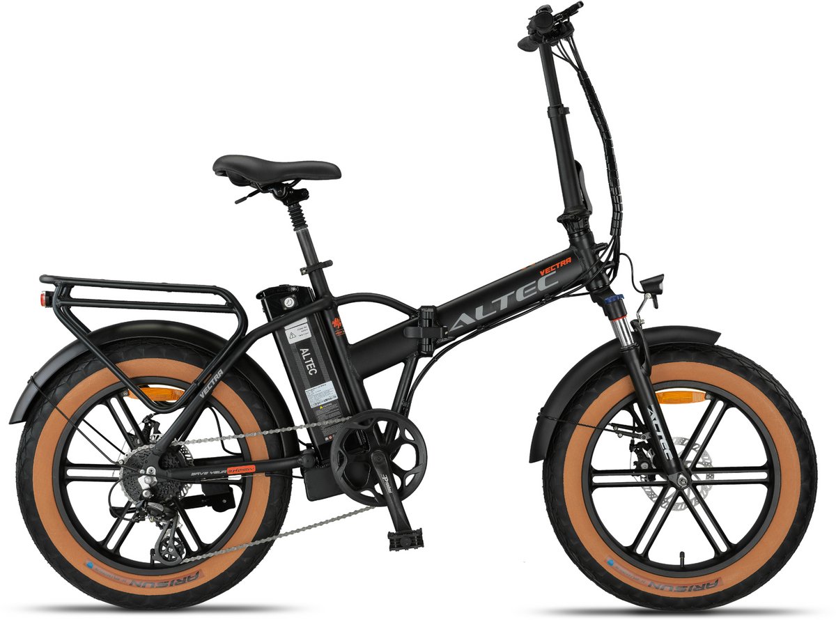 Altec Vectra - Fatbike Vouwfiets - Mat Zwart - 20 inch - Accu 468Wh (36V, 13Ah) - 250W (60Nm) Achterwielmotor - Shimano 8 Versnellingen - Altec - €1.088,31