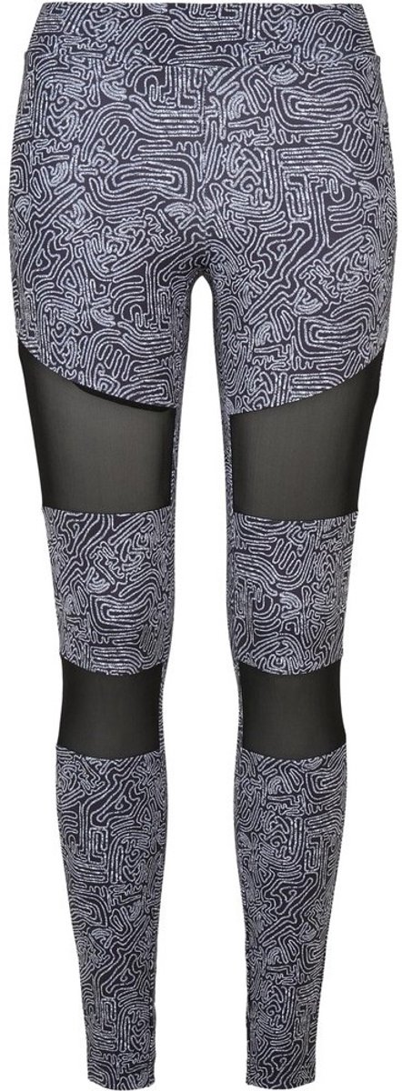 Urban Classics Tech Mesh AOP blackzen Sportlegging 5XL Zwart