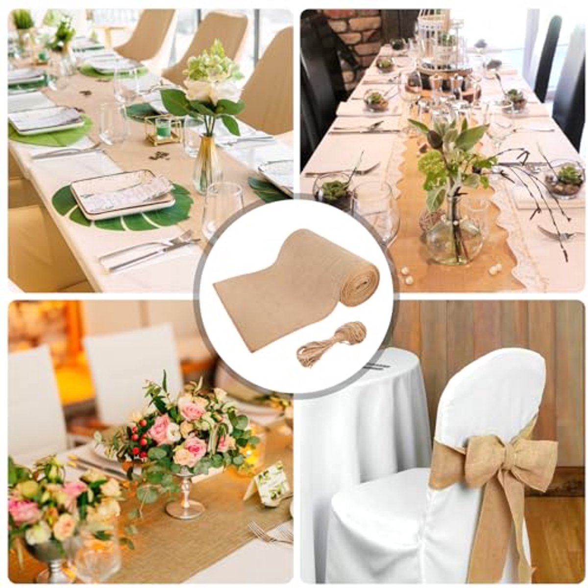 Natuurlijke jute tafelloper 30 cm x 10 m - Boho decoratie voor bruiloften en feesten