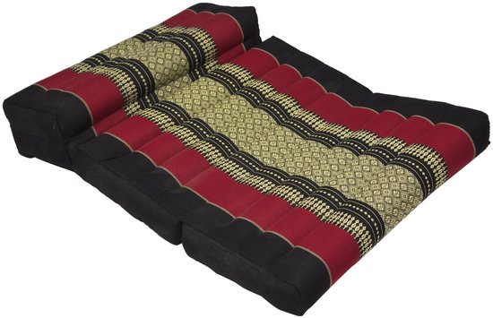 Fine Asianliving Thais Kussen Meditatie Mat Yoga Blok Uitklapbaar 50x75x12cm Kapok Rood Meditatie Mat Matras van Fine Asianliving — afbeelding 2