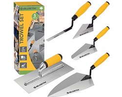 5-delige Troffel Set - Steenvoegen, Pleisteren en Metselen Gereedschap - Duurzaam Koolstofstaal met Zachte Handgrepen