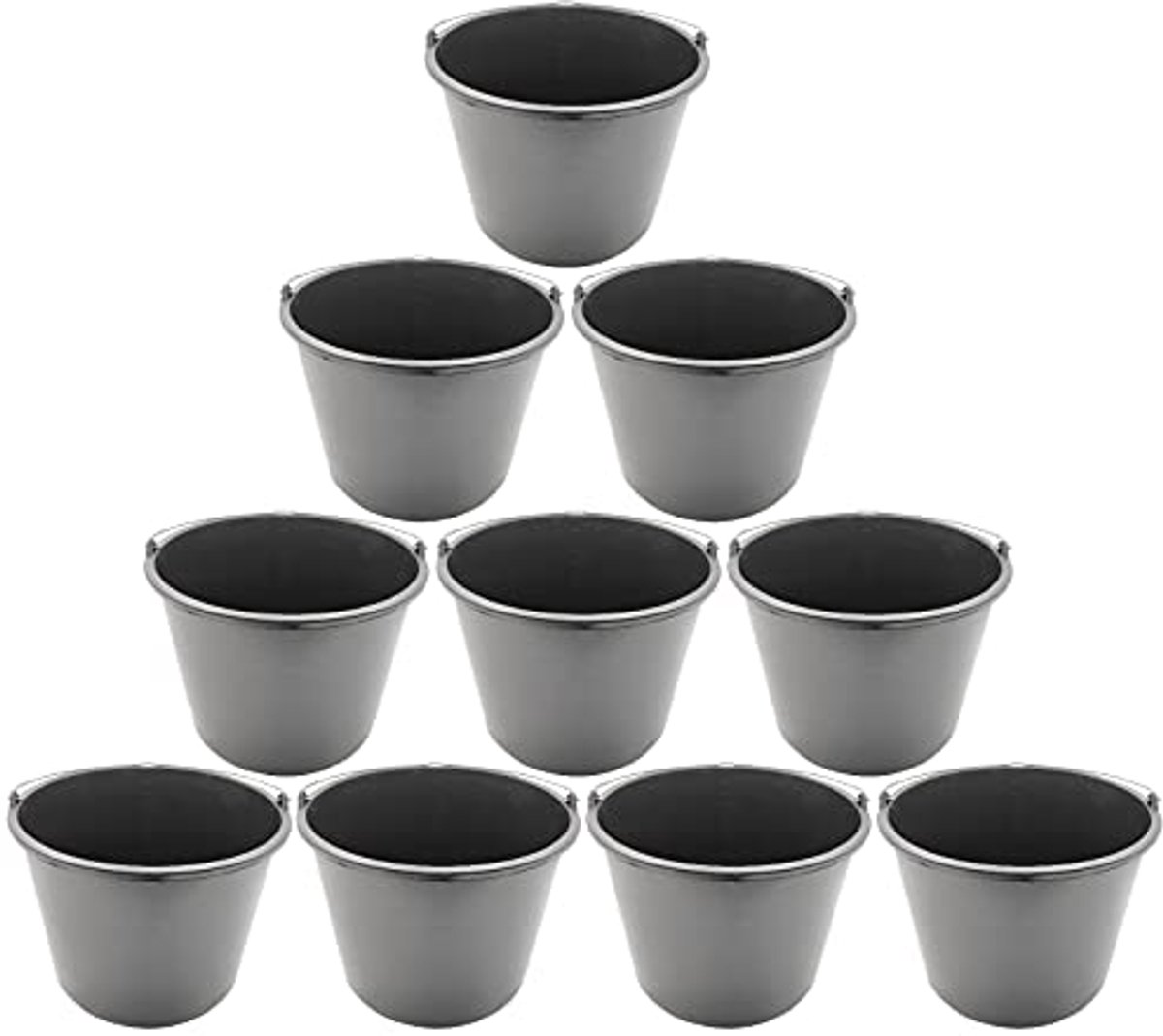 Stabiele Bouwemmer 16L - Multifunctionele Emmer voor Mortel en Water - Set van 10 Stuks
