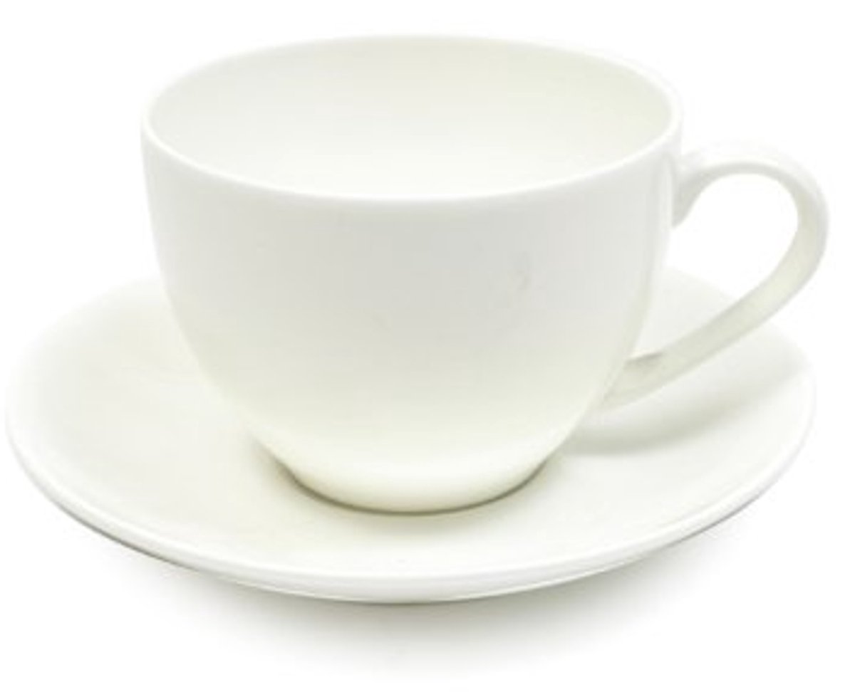 Kop en Schotel van Bone China - 8 oz - Vaatwasser en Magnetron Bestendig